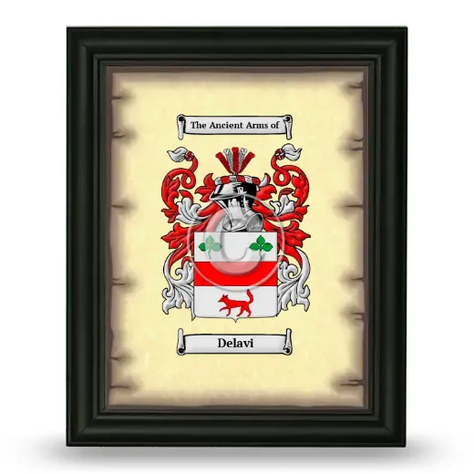 Delavi Coat of Arms Framed - Black