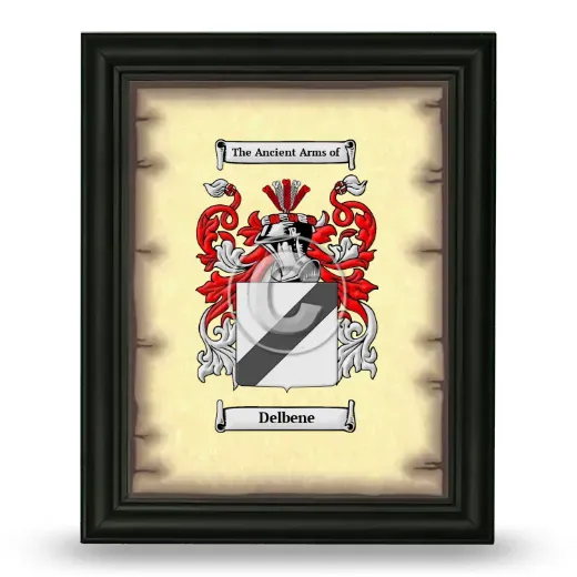 Delbene Coat of Arms Framed - Black