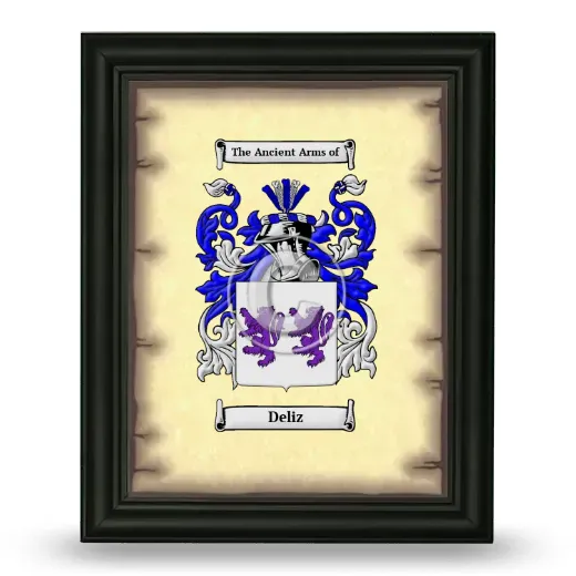 Deliz Coat of Arms Framed - Black