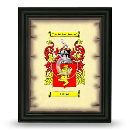 Delke Coat of Arms Framed - Black
