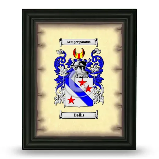 Dellis Coat of Arms Framed - Black