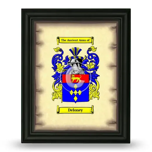 Deloney Coat of Arms Framed - Black