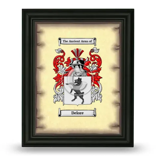 Delore Coat of Arms Framed - Black