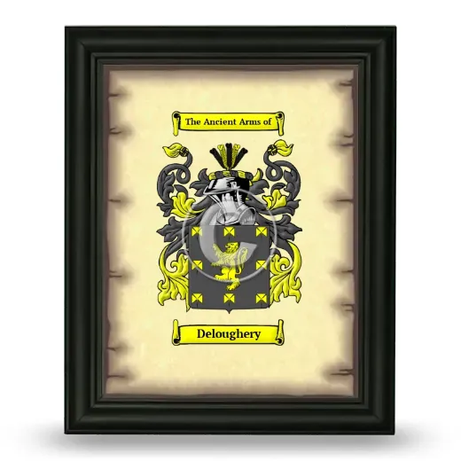 Deloughery Coat of Arms Framed - Black