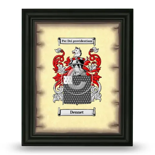 Dennet Coat of Arms Framed - Black