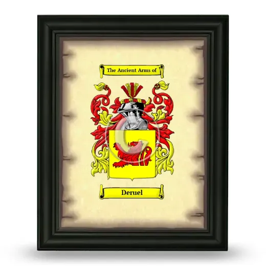 Deruel Coat of Arms Framed - Black