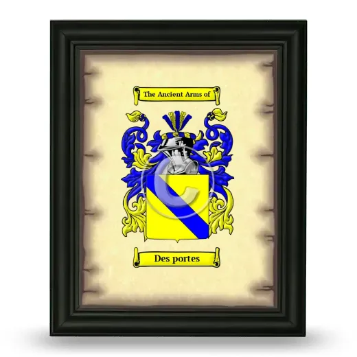 Des portes Coat of Arms Framed - Black