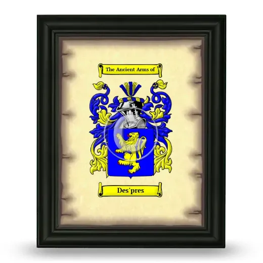 Des'pres Coat of Arms Framed - Black