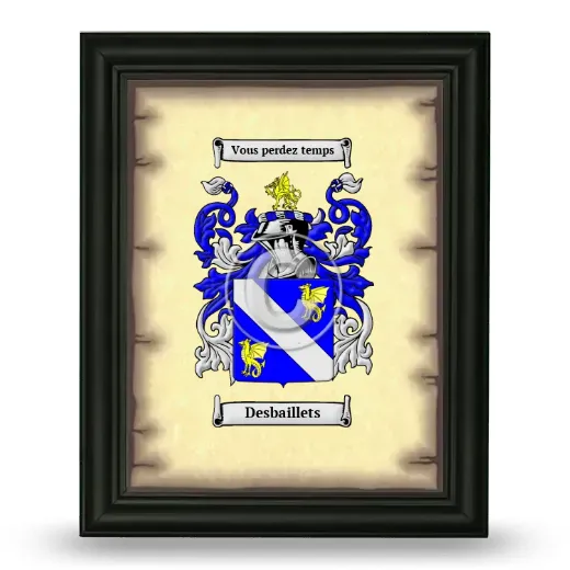 Desbaillets Coat of Arms Framed - Black