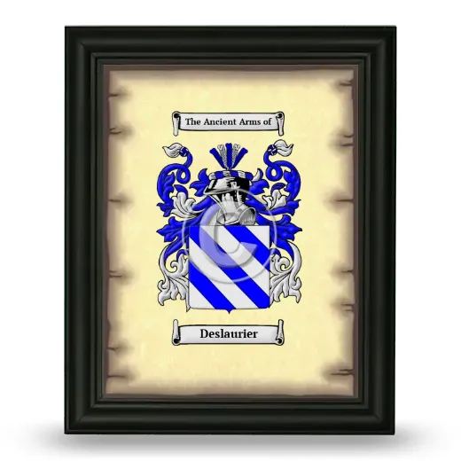 Deslaurier Coat of Arms Framed - Black