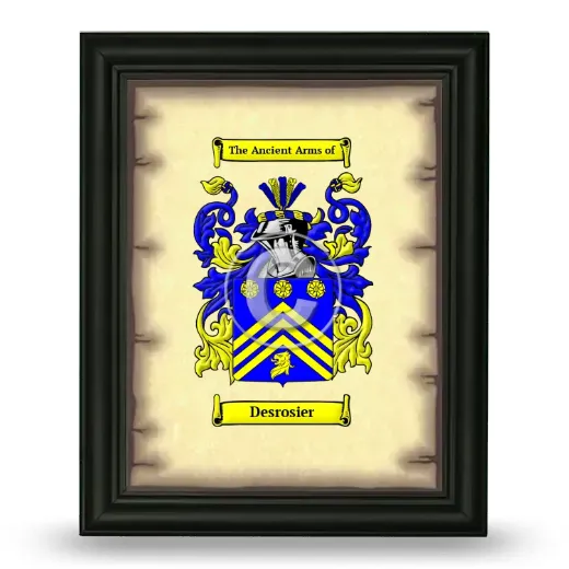 Desrosier Coat of Arms Framed - Black