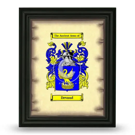 Devaud Coat of Arms Framed - Black
