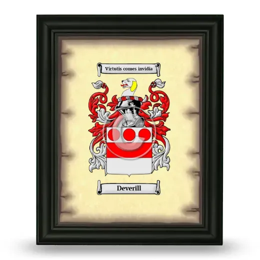 Deverill Coat of Arms Framed - Black