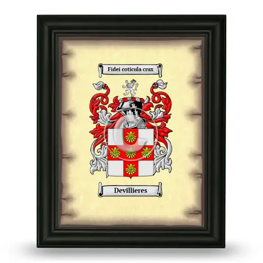 Devillieres Coat of Arms Framed - Black