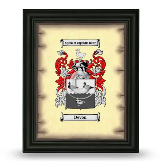 Devon Coat of Arms Framed - Black