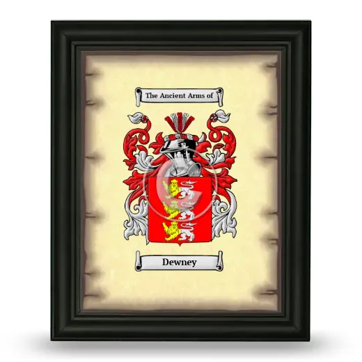 Dewney Coat of Arms Framed - Black