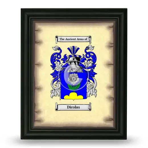 Dicolas Coat of Arms Framed - Black