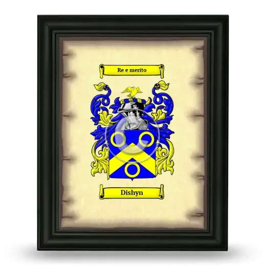 Dishyn Coat of Arms Framed - Black
