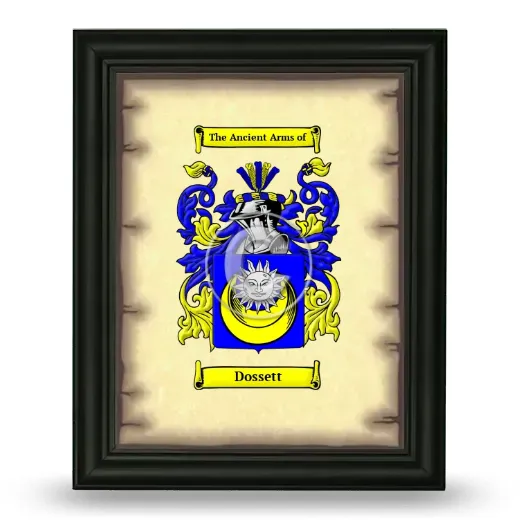 Dossett Coat of Arms Framed - Black