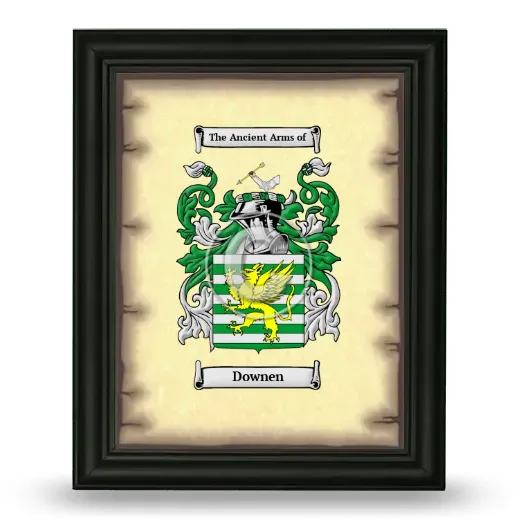 Downen Coat of Arms Framed - Black