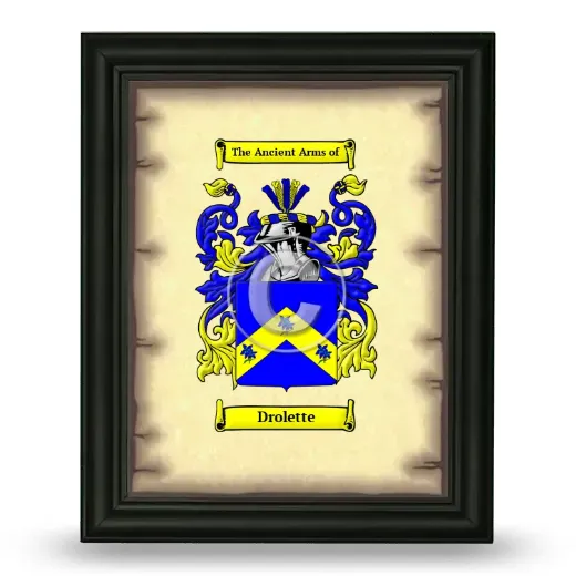 Drolette Coat of Arms Framed - Black