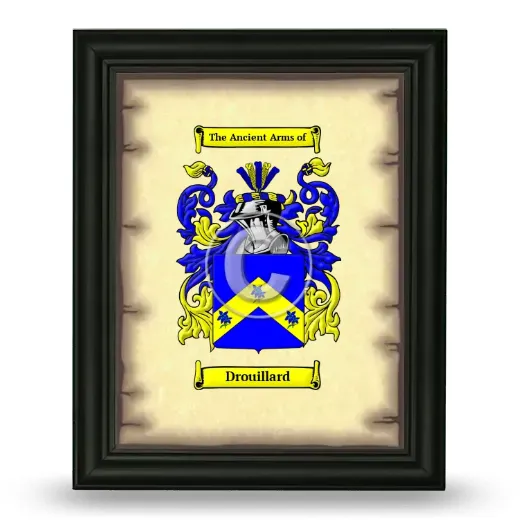 Drouillard Coat of Arms Framed - Black