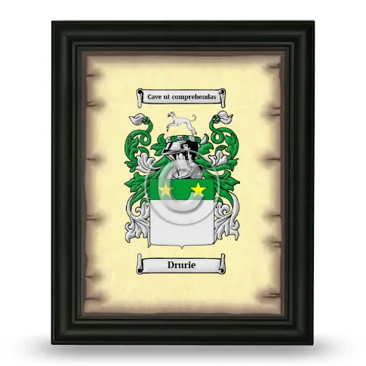 Drurie Coat of Arms Framed - Black