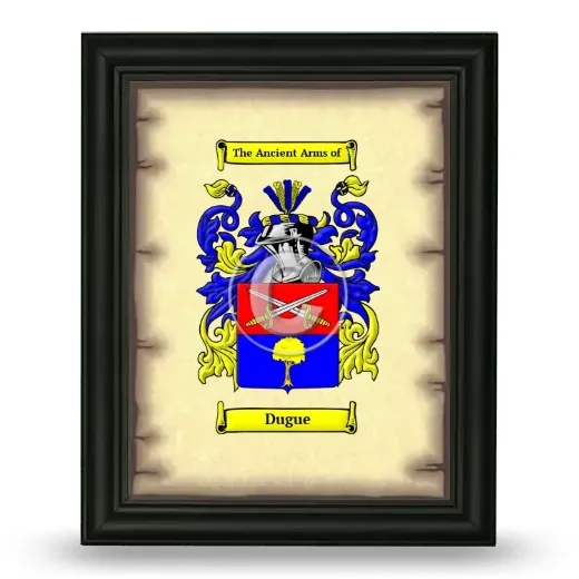 Dugue Coat of Arms Framed - Black