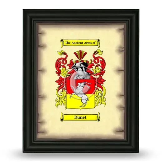 Dunet Coat of Arms Framed - Black