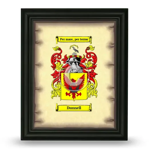 Dunnell Coat of Arms Framed - Black