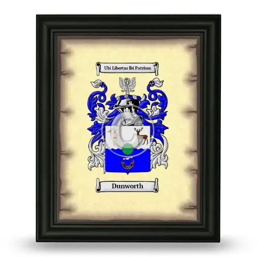 Dunworth Coat of Arms Framed - Black