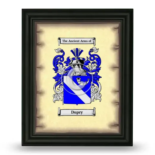 Dupry Coat of Arms Framed - Black
