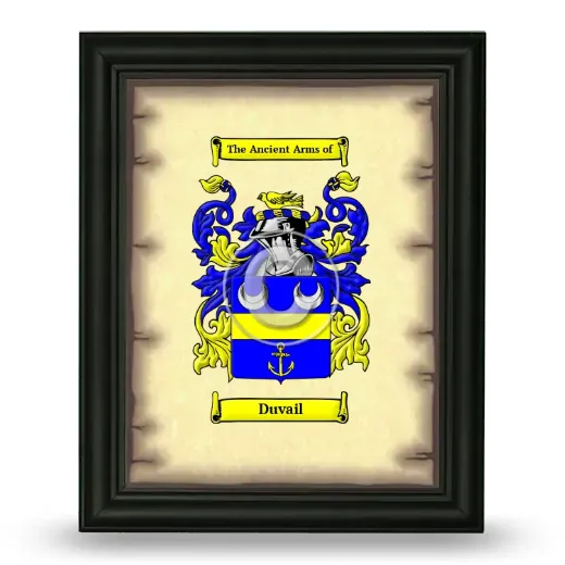 Duvail Coat of Arms Framed - Black