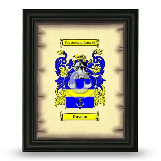 Duveau Coat of Arms Framed - Black