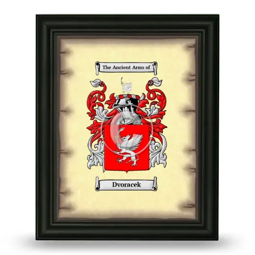 Dvoracek Coat of Arms Framed - Black