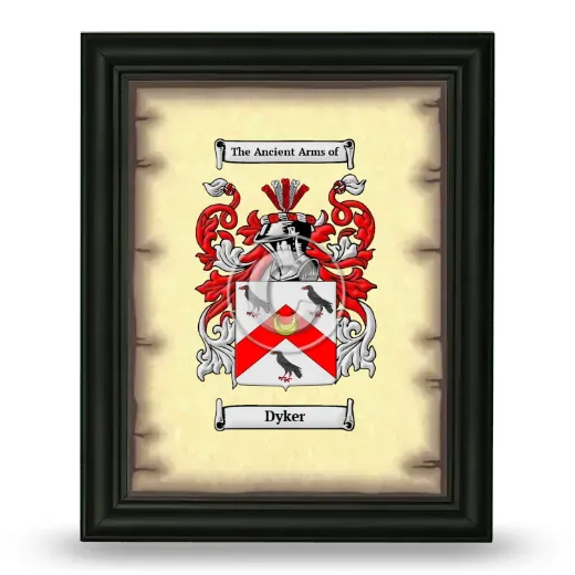 Dyker Coat of Arms Framed - Black