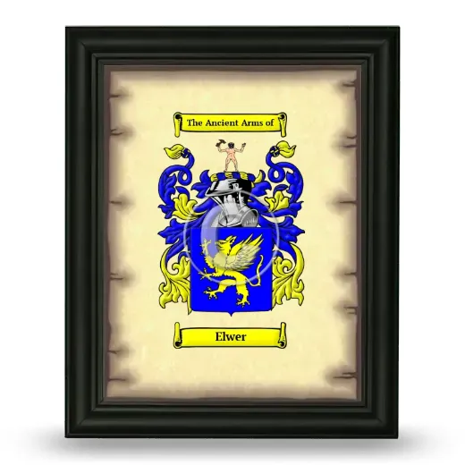 Elwer Coat of Arms Framed - Black