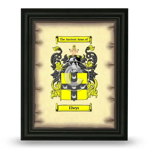 Elwys Coat of Arms Framed - Black