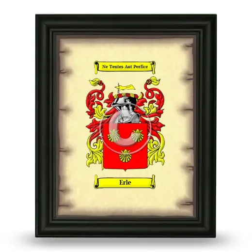Erle Coat of Arms Framed - Black