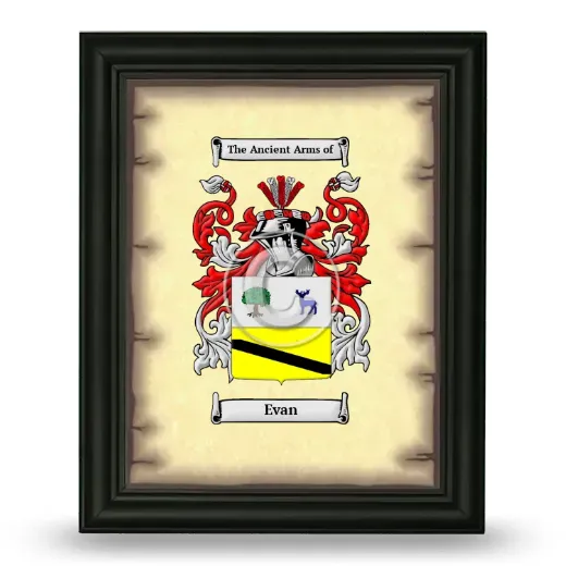 Evan Coat of Arms Framed - Black