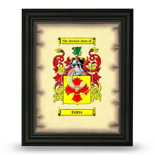 Evitts Coat of Arms Framed - Black