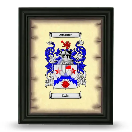 Ewin Coat of Arms Framed - Black