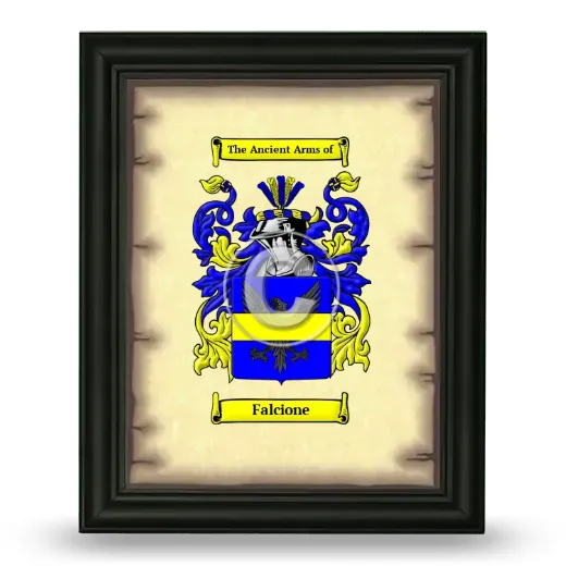 Falcione Coat of Arms Framed - Black