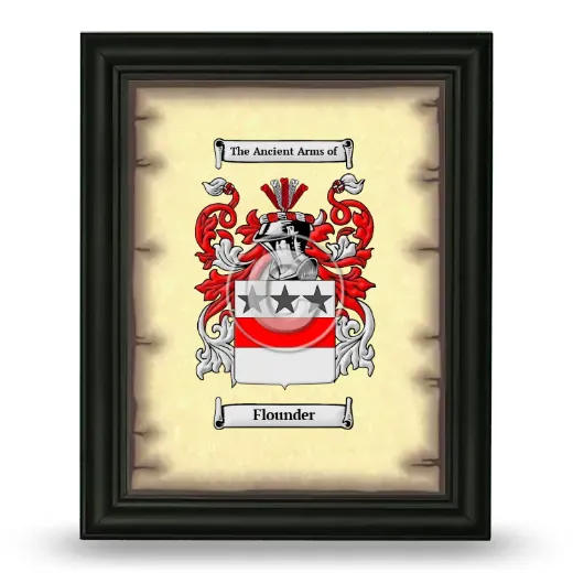 Flounder Coat of Arms Framed - Black