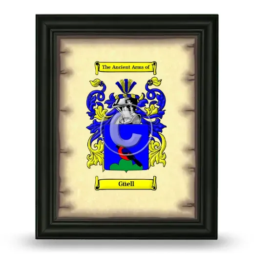 Güell Coat of Arms Framed - Black