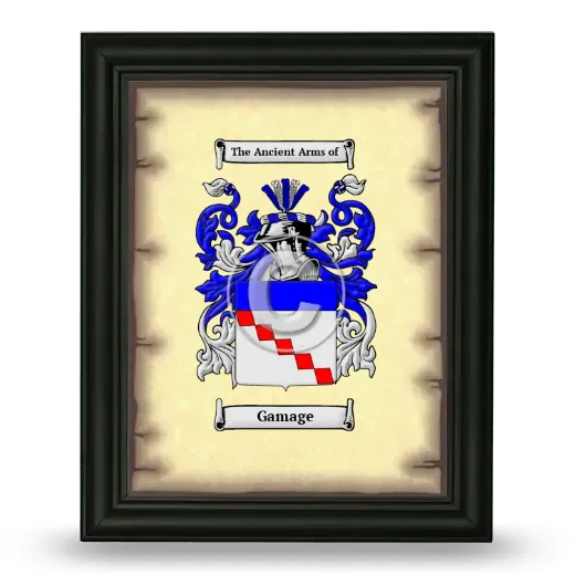 Gamage Coat of Arms Framed - Black