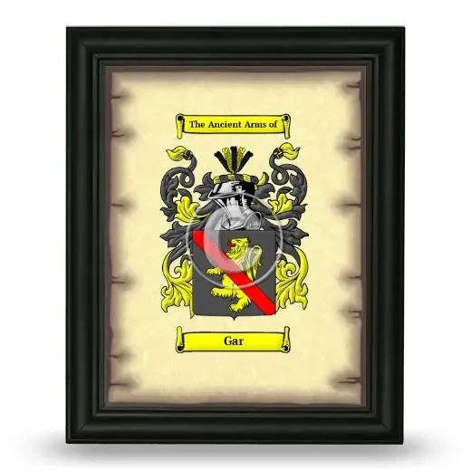 Gar Coat of Arms Framed - Black