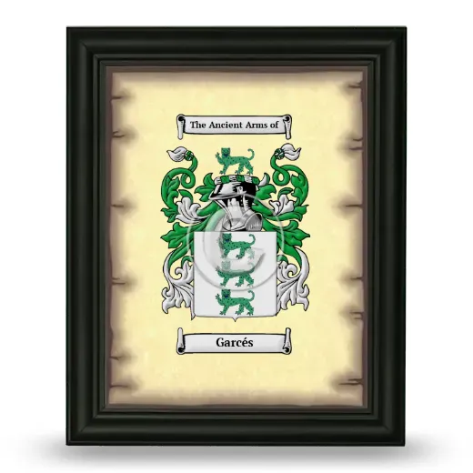 Garcés Coat of Arms Framed - Black