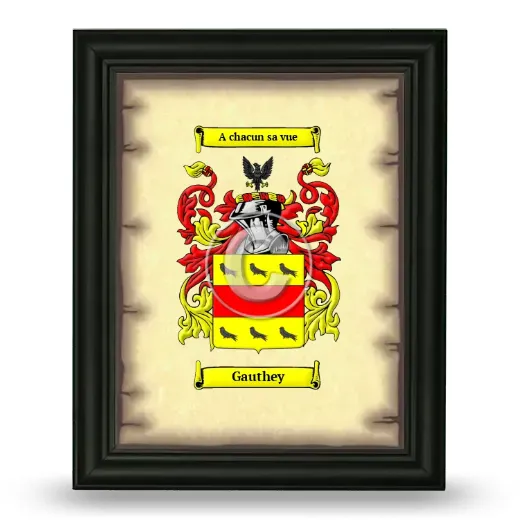 Gauthey Coat of Arms Framed - Black