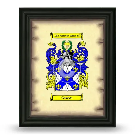 Gawyn Coat of Arms Framed - Black